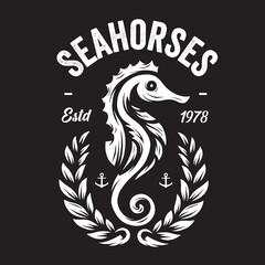 Vintage illustration of seahorse logo