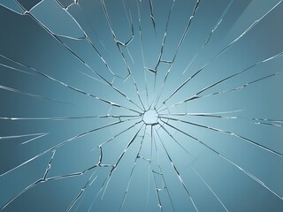 cracked, broken glass window with hole in the glass