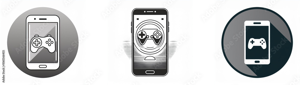 Poster three icons depict a mobile phone with a video game controller inside.