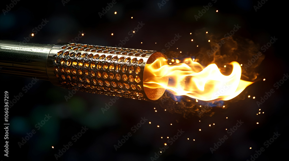 Poster torch with flame and sparks - realistic image