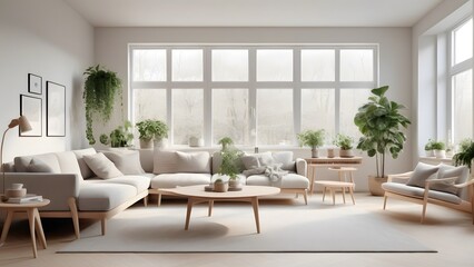 Modern Minimalist Living Space with Large Windows, Natural Light, and Earthy Decor Creating an Inviting Ambiance (67)