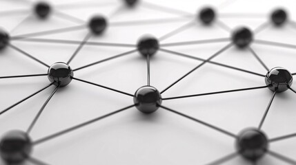 Array of Interconnected Lines and Nodes Forming a Digital Collaboration Network on a Soft Neutral Background