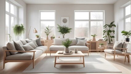 Modern Minimalist Living Space with Large Windows, Natural Light, and Earthy Decor Creating an Inviting Ambiance (69)
