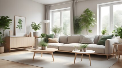 Modern Minimalist Living Space with Large Windows, Natural Light, and Earthy Decor Creating an Inviting Ambiance (83)