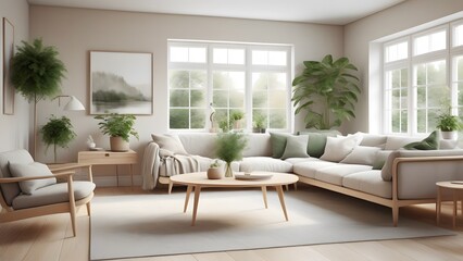 Modern Minimalist Living Space with Large Windows, Natural Light, and Earthy Decor Creating an Inviting Ambiance (85)