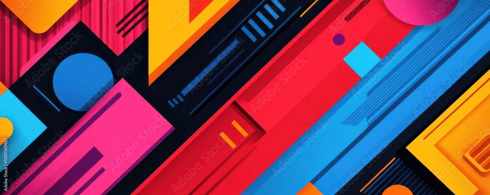 Aufkleber a vibrant abstract design featuring geometric shapes and bold colors, creating a modern and dynamic 