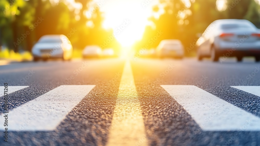 Poster asphalt road with white lines plain textured background for web design and copy