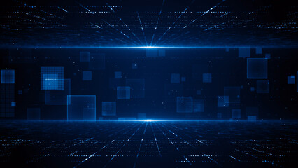 Technology tunnel digital business corporate abstract particles hex presentation broadcast background