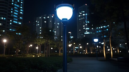 Fototapeta premium Night Street Light with City Skyline Abstract Gradient Background with Copy Space