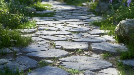 Naklejka premium Stone Path through the Woods