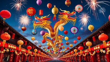 Chinese New Year celebration. Chinese festival. Chinese dragon