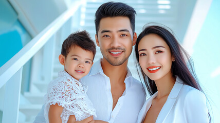 Obraz premium happy family poses together, enjoying their new home with smiles and joy