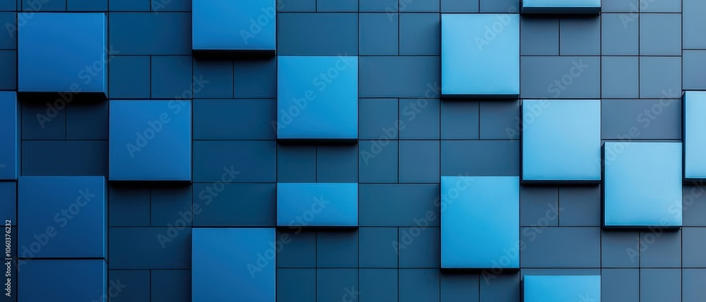 Poster a modern abstract pattern of blue squares on a textured background, ideal for digital design and cre
