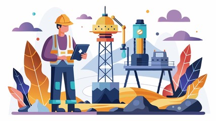 Fototapeta premium Operates specialized drilling equipment to gather geological data for analysis.