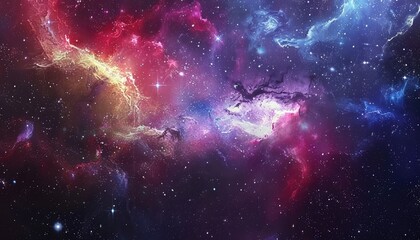 Obraz premium A vibrant nebula with swirling colors and scattered stars