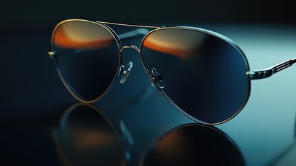 Stylish Sunglasses on a Reflective Surface
