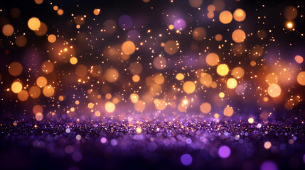 Obraz premium Purple Glitter and Gold Bokeh Abstract Background