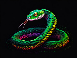 Obraz premium Snake on a black background. Symbol of the year.