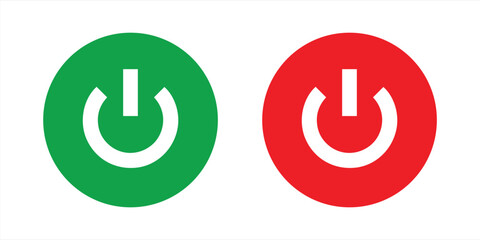 Power button icon vector Red and Green color logo concept of power button sign on white background,