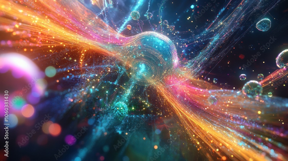 Poster a dynamic visualization of a global database, featuring a 3d neural network structure that symbolize