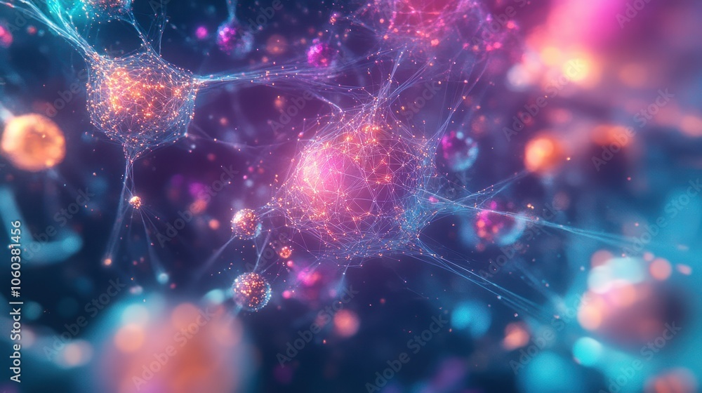 Poster a dynamic visualization of a global database, featuring a 3d neural network structure that symbolize