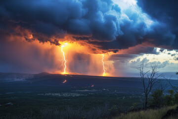 Fototapeta premium Volcanic eruption storm.