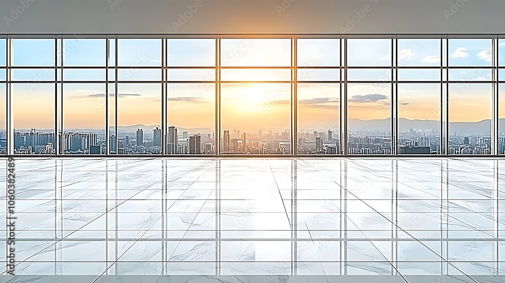 Poster cityscape view from office window plain textured background for web design and copy