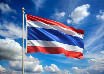 Thailand national flag on blue sky
