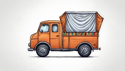 Fototapeta premium truck icon isolated on white,A blue delivery truck carrying multiple orange boxes on a white background. isolated on white background.78