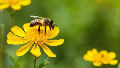 Spring Symphony: Honey Bee on Yellow Flower