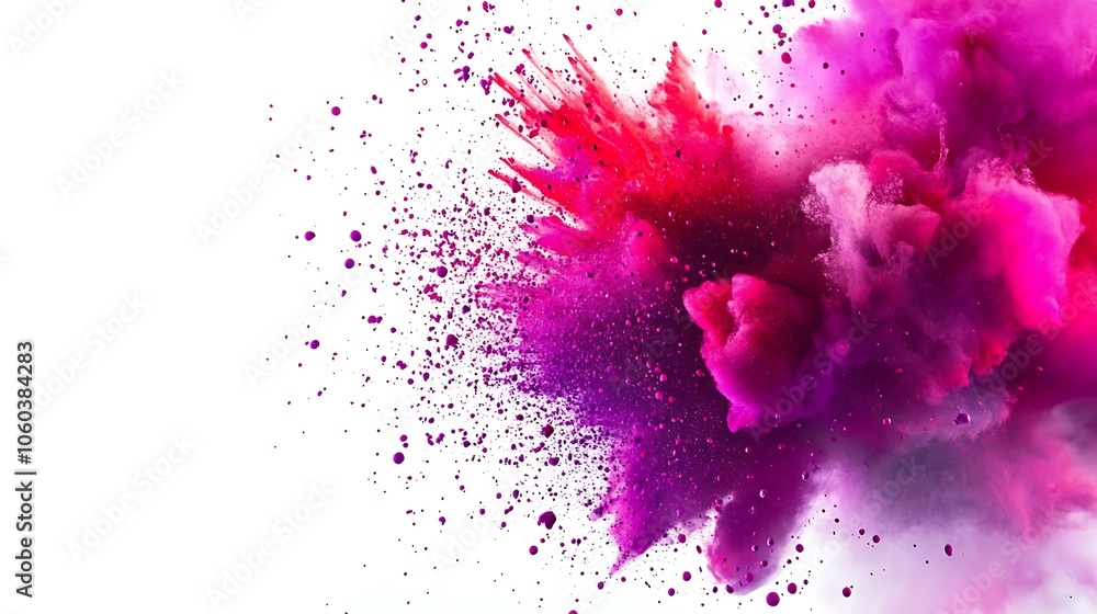 Poster pink and red color explosion simple neutral background with free space for design