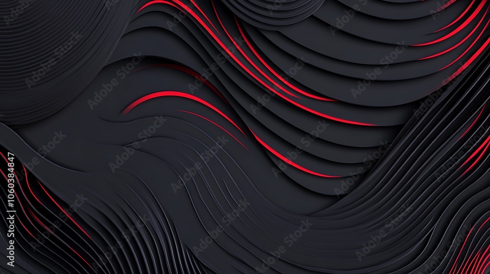Poster abstract black and red wave background smooth blue background with copy space for advertisements