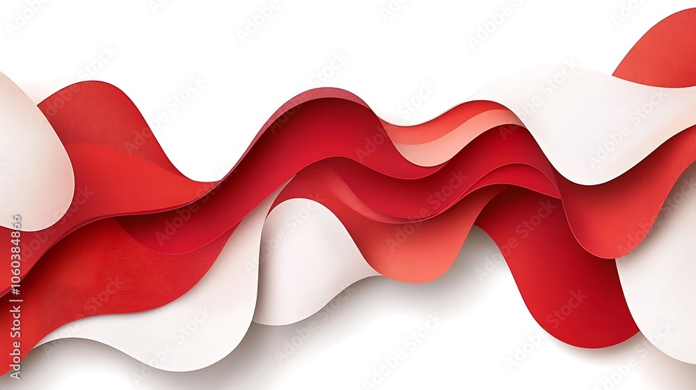 Poster abstract red and white wave background blank background with copy space for design projects