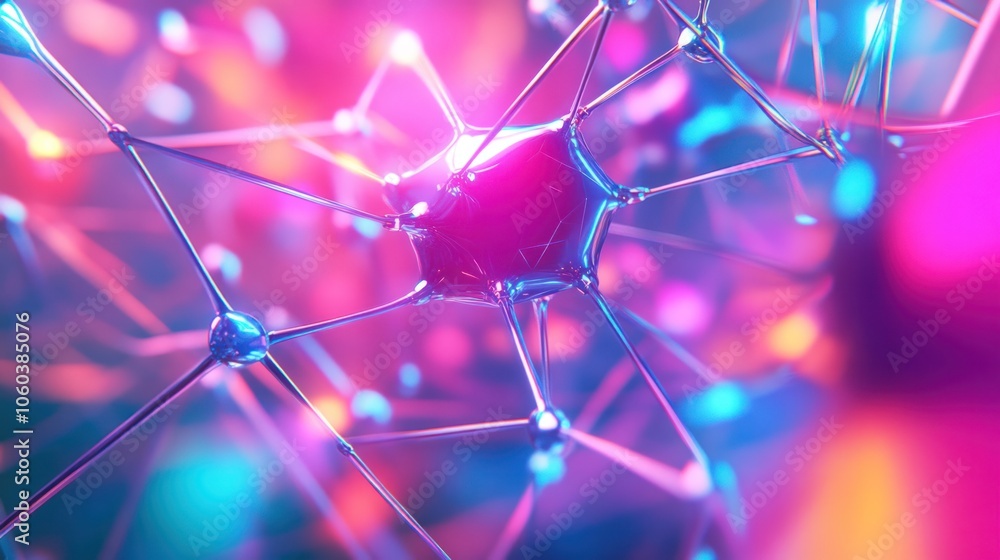 Poster a dynamic visualization of a global database, featuring a 3d neural network structure that symbolize