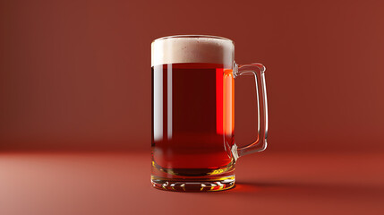 Mug of beer on a red background. 3d rendering.