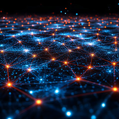 Obraz premium Abstract 3D Network with Glowing Lines and Connections - Digital Art