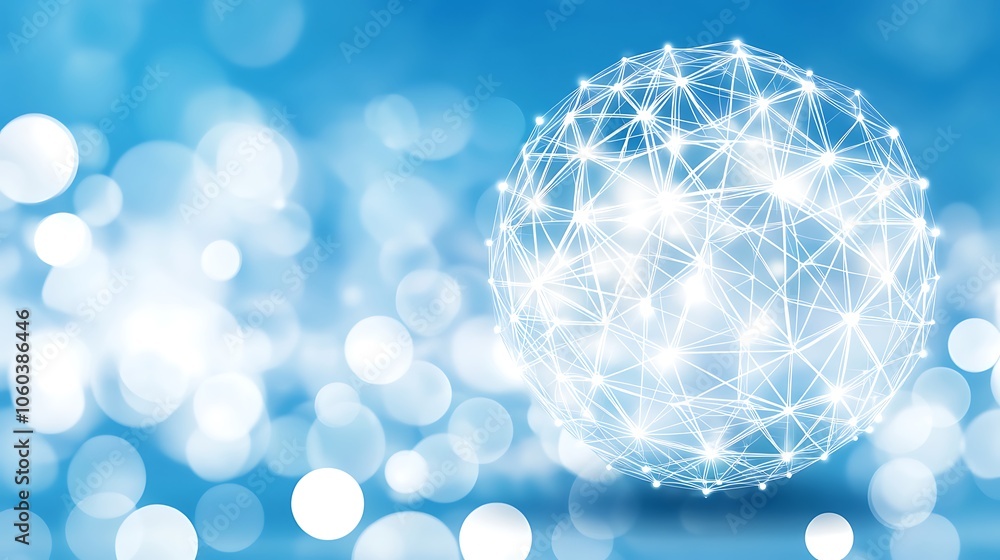Poster abstract technology network sphere simple neutral background with free space for design