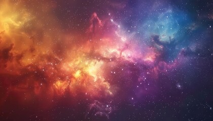 Fototapeta premium A Colorful Nebula with Scattered Stars in a Vast Cosmos