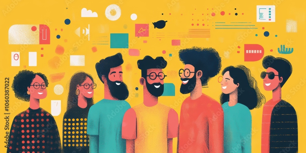 Poster diverse individuals collaborate to generate innovative ideas through crowdsourcing, fostering creati
