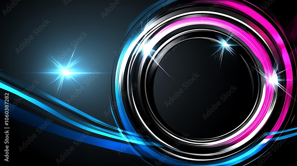 Poster abstract neon circle background abstract gradient background with copy space
