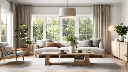 Bright and Airy Living Room with Stylish Neutral Palette, Plush Seating, and Abundant Greenery for a Fresh Look (65)