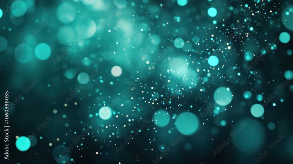 Fototapete teal lights creating a futuristic pattern with soft beams and bokeh effects, giving the image a serene