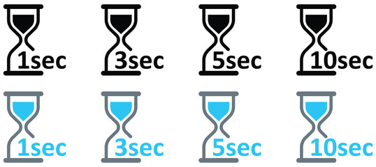 Clock Icon. Digital stopwatch or timer, Countdown from 1, 3, 5, 10 Sec. Cooking time, holding time, baking, delivery for app. Isolated on white Background.