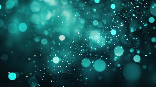 teal lights creating a futuristic pattern with soft beams and bokeh effects, giving the image a serene