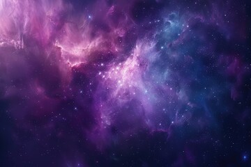 Obraz premium A Cosmic Nebula with Scattered Stars and Glowing Purple and Blue Hues