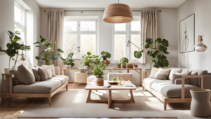 Bright and Airy Living Room with Stylish Neutral Palette, Plush Seating, and Abundant Greenery for a Fresh Look (89)