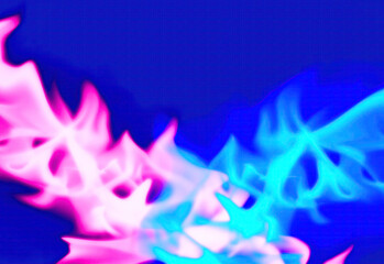 Obraz premium Neon fire on a blue background texture