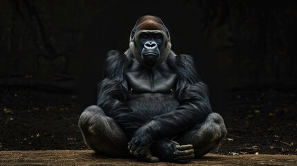 Wild animals doing human-like poses, a gorilla sitting with its arms crossed