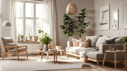Bright and Airy Living Room with Stylish Neutral Palette, Plush Seating, and Abundant Greenery for a Fresh Look (95)