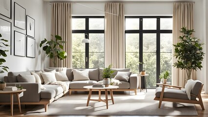 Bright and Airy Living Room with Stylish Neutral Palette, Plush Seating, and Abundant Greenery for a Fresh Look (99)